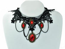 Load image into Gallery viewer, Gothic Black Lace Necklace Collar Choker Halloween Retro Vintage Chain Vampire