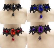 Load image into Gallery viewer, Gothic Black Lace Necklace Collar Choker Halloween Retro Vintage Chain Vampire