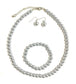 Silver Grey Faux Pearl Necklace Bracelet Earrings Wedding Bridal Jewellery Set