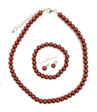 Load image into Gallery viewer, CLASSIC FAUX PEARL NECKLACE EARRINGS &amp; BRACELET JEWELLERY SET VINTAGE