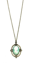 Load image into Gallery viewer, Girls Ladies Vintage Style Bronze Green Lady Cameo Pendant Necklace Chain Retro