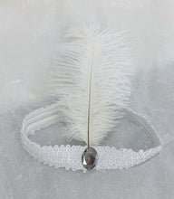 Load image into Gallery viewer, 20s Sequin Feather Headband Fancy Dress Charleston Brow Band Gatsby Flapper UK