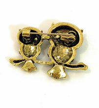 Load image into Gallery viewer, Vintage Owl Brooch Pin Diamante Crystal Rhinestone Broach Women Gold and Black