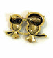 Vintage Owl Brooch Pin Diamante Crystal Rhinestone Broach Women Gold and Black