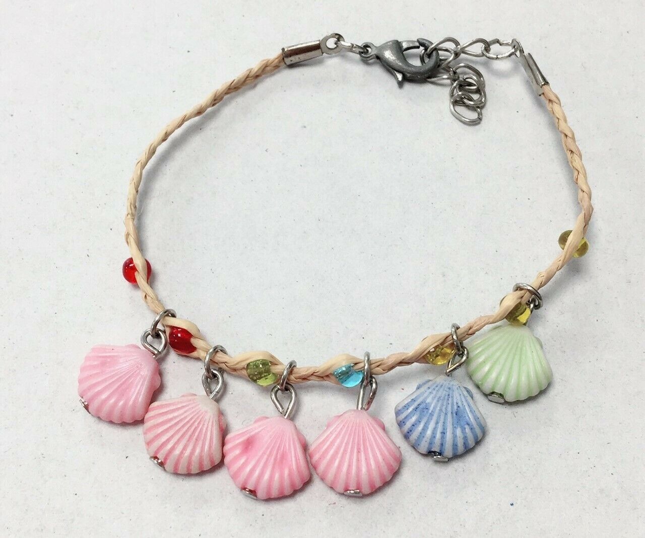 Girls Kids Adjustable Bracelet Clay Rose Stone Beads Glass Cherry Charm Fruit