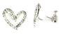 Silver Heart Non-Pierced Crystal Studs Diamante Clip On Earrings CZ Gatsby