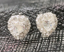 Load image into Gallery viewer, Silver Tone Diamante Crystal Clips Clip On Earrings Studs Bridal Non Pierced UK