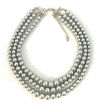 Load image into Gallery viewer, Womans Faux Pearl 3 Layer Multi Strand Gatsby Necklace Statement Bib Vintage UK