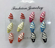 Load image into Gallery viewer, 6 PAIRS GIRLS EARRINGS STUDS SET GIFT KIDS CHILDREN SHOES COMBS ICE-CREAM MUGS
