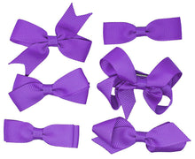 Load image into Gallery viewer, 6 PIECE SET Girls Small Hair Bows Clips Grosgrain Ribbon School Uniform Colours