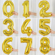 Load image into Gallery viewer, Reusable 16" Birthday Party Gold Number Foil Balloon Self Inflating Air Baloon