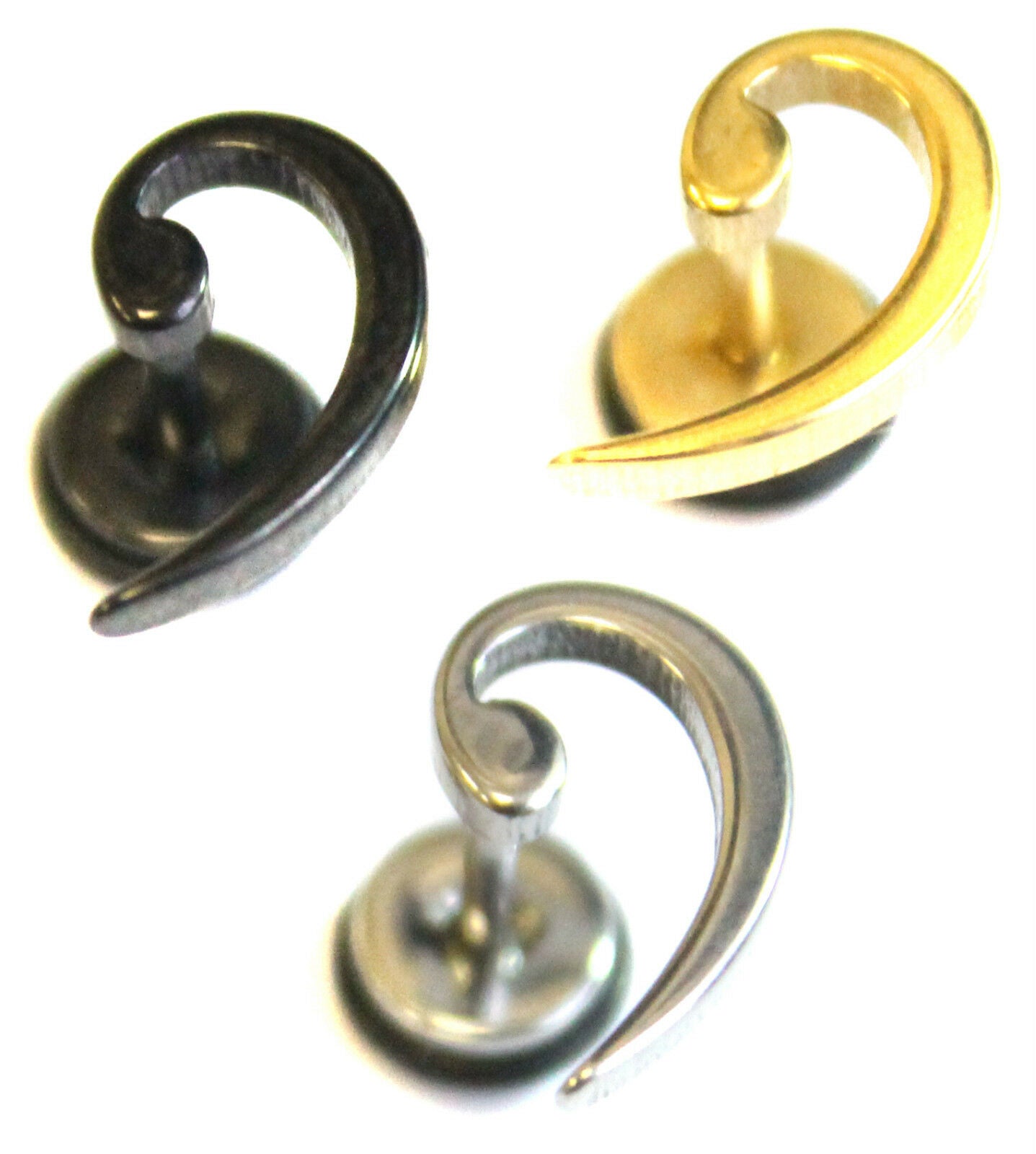 Bass Clef Surgical Stainless Steel Earrings Studs Music Goth Cheater Mens Womans
