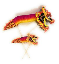 Load image into Gallery viewer, SET 4 Small or 2 Large Chinese Paper Dragon Puppets on Sticks Kids New Year Toy