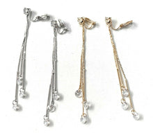 Load image into Gallery viewer, Long Dangle Tassel Clip On Earrings Diamante Zircon Drop Liquid Non Pierce Gift