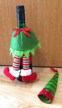 Load image into Gallery viewer, Novelty Christmas Green Elf Outfit as Wine Bottle Cover - Xmas Table Decorations