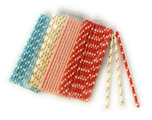 Load image into Gallery viewer, 25 Retro PAPER STRAWS Biodegradable Birthday Party Christmas Tableware Staw UK