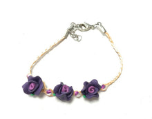 Load image into Gallery viewer, Girls Kids Adjustable Bracelet Clay Rose Stone Beads Glass Cherry Charm Fruit