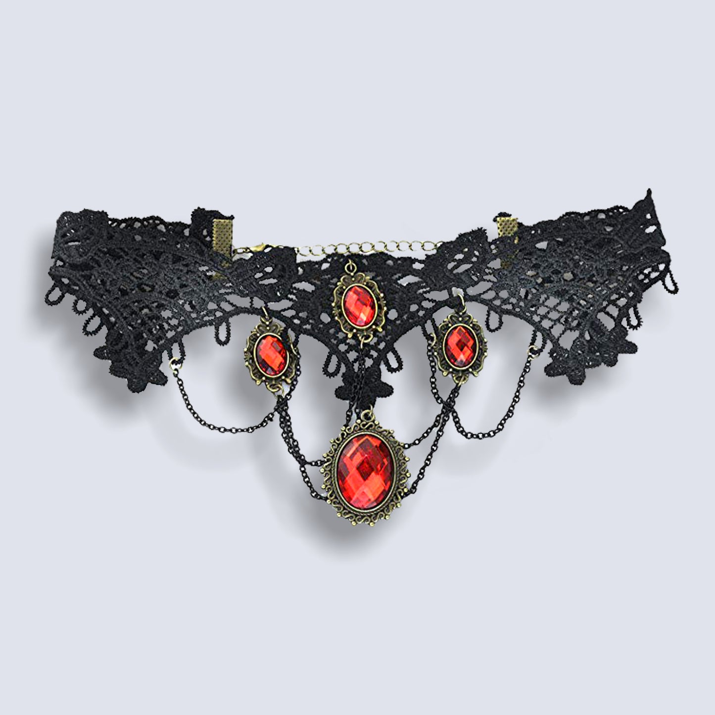 Gothic Black and Red Lace Bib Necklace Collar Choker Halloween Vintage Vampire