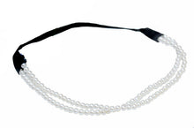 Load image into Gallery viewer, Great Gatsby Headband 1920s Deco Flapper Ivory Pearl   Costume Party Elastic