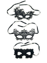 Load image into Gallery viewer, 3 x Black Lace Face Eye Mask Set Masquerade Ball Gothic Costume Party Halloween