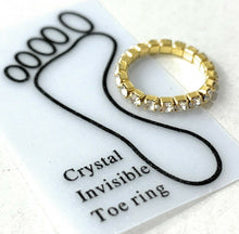 Load image into Gallery viewer, Gold Elastic Full Crystal Toe Ring – Stacking or Midi Ring