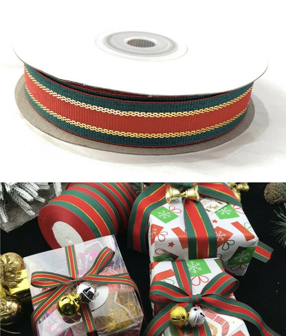 25 Yard (22.8 Meters) Reel Christmas Ribbon Gift Wrapping Wreath Decorations Craft Red Green Gold UK