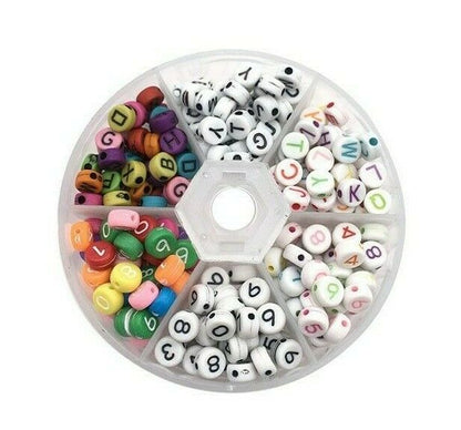 6mm Acrylic Assorted Numbers Alphabet Art Craft Beads DIY Jewelry Making Box Set