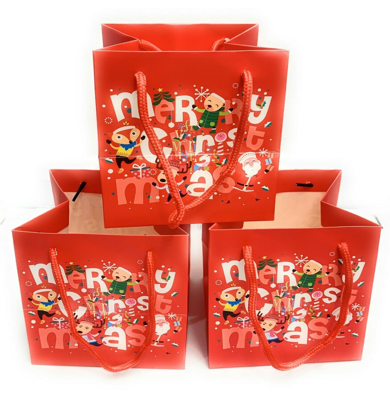 Pack of 3 Small Christmas Gift Bags Wrapping Present Party Bag Xmas Paper Bags