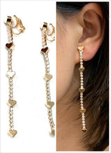 Load image into Gallery viewer, High Quality Zircon Crystal Heart Drop Long Dangle Liquid Clip On Party Earrings