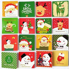 Load image into Gallery viewer, Pack of 16 Assorted Small Square Xmas Christmas Cards with Envelopes Set - One E