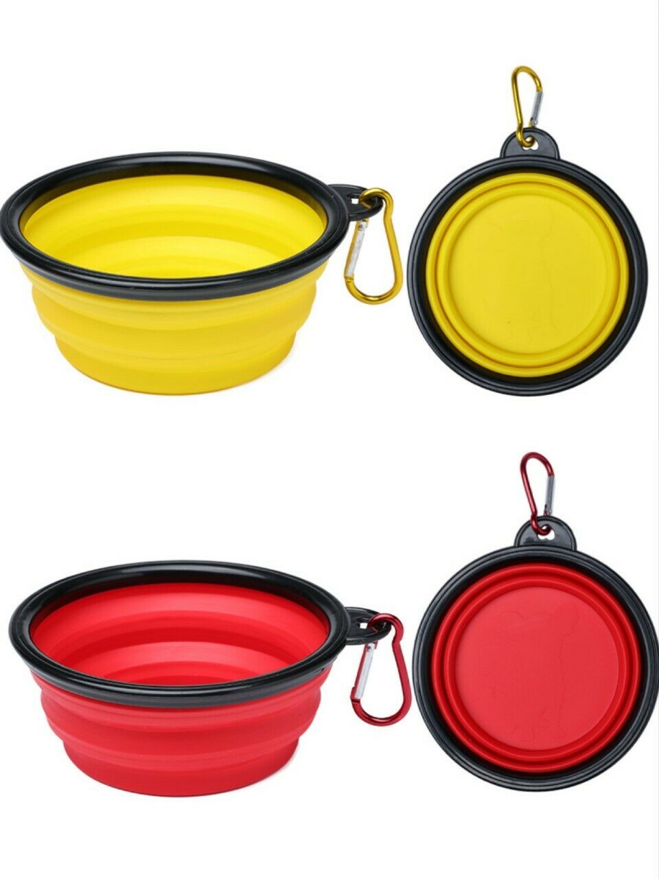 2 Collapsible Dog Cat Pet Bowls Food Water Feeding Silicone Portable Travel Bowl