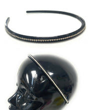 Load image into Gallery viewer, Slim Girls Black Alice Band Hair Head Headband with Single Row Sparkly Crystal