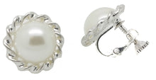 Load image into Gallery viewer, Ladies Screw Back CLIP ON Earrings Pearl Rose Vintage Stud Silver Plated CREAM
