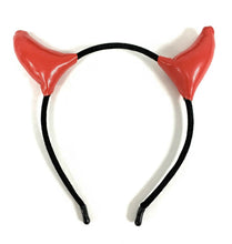 Load image into Gallery viewer, RED Leather DEVIL HORNS HEADBAND Halloween Ladies Girls Fancy Dress Accessory UK