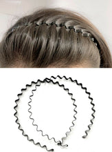 Load image into Gallery viewer, 2 x Black Metal Sports Headband Noodle Wave Alice Hairband Unisex Men Women Set