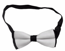 Load image into Gallery viewer, White and Bla Mens Satin Bow Tie Dickie Bow Pre-Tied Wedding Tuxedo Tie Necktie