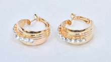 Load image into Gallery viewer, Women's Multi-layer Hoop Earrings 3cm Thick Rings Gold Crystal Studs Pierced