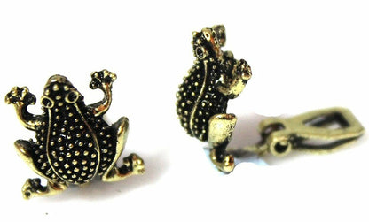 Bronze Frog Clipon Clip-on Earrings Womens Ladies Goth Kids Girls