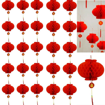 20 x Red Gold Chinese New Year 15cm Paper Lanterns Decorations Mega Value Set UK