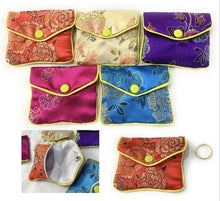 Load image into Gallery viewer, 5 Chinese Silk Jewellery Button Zip Pouch Bag Embroidered Purse Organizer Set UK
