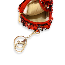 Load image into Gallery viewer, Sequin Red Unicorn Head Coin Purse Pouch Mini Backpack Bag Charm Keychain Wallet Girls UK