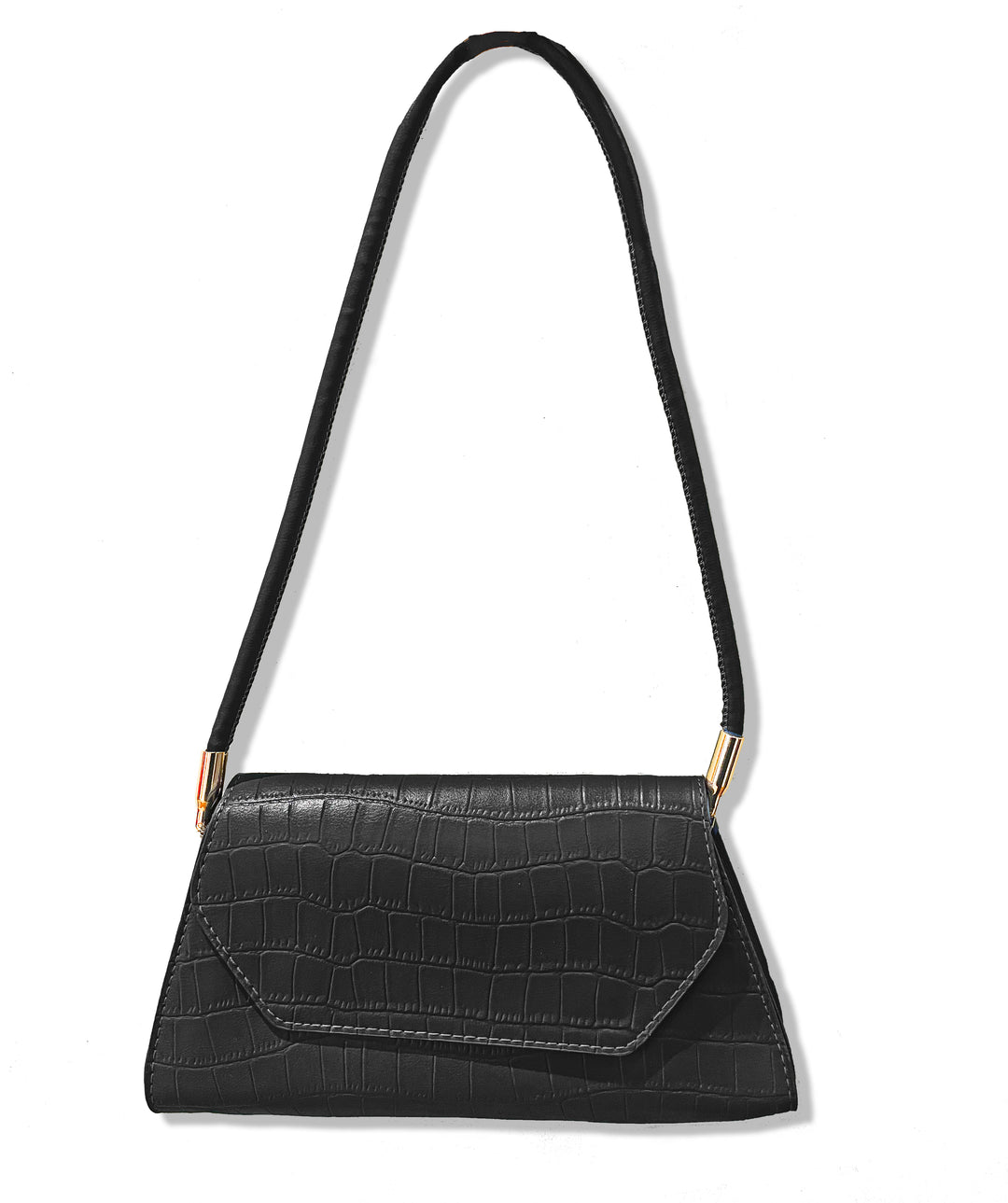 Black Ladies Womens PU Vintage Baguette Shoulder Bag Casual Party Handbag