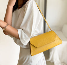 Load image into Gallery viewer, Mustard Yellow Ladies Womens PU Vintage Baguette Shoulder Bag Casual Party Handbag
