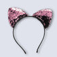 Sequin Girls Pink Cat Ears Headband Halloween Hairband Costume Fancy Dress Party