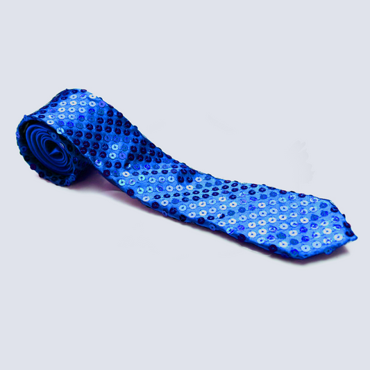 Sequin Royal Blue SATIN SEQUINNED Party Plain 2" Skinny Neck Tie Fancy Dress Magic Show