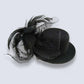 Black Mini Top Hat on Clip with Lace and feathers for Costumes and Halloween Dressup