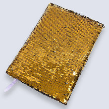 Load image into Gallery viewer, A5 Reversible Sequin Gold Silver Notebook Glittery Notepad Writing Journal Diary Book Gift