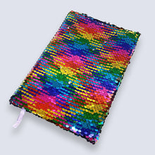 Load image into Gallery viewer, A5 Reversible Sequin Rainbow Notebook Glittery Notepad Writing Journal Diary Book Gift