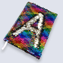 Load image into Gallery viewer, A5 Reversible Sequin Rainbow Notebook Glittery Notepad Writing Journal Diary Book Gift