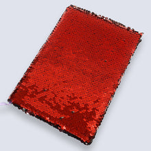 Load image into Gallery viewer, A5 Reversible Sequin Red Silver Notebook Glittery Notepad Writing Journal Diary Book Gift